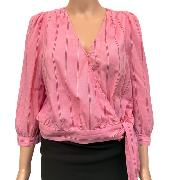 Madewell small striped wrap side tie wrap top blouse TB 2788 - Picture 9 of 11